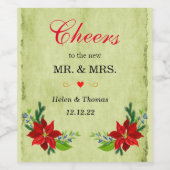 ポインセチアフローラ結婚ブーケ ワインラベル (シングルラベル)