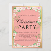 ポインセチアフローラ金ゴールドグリッターピンククリスマス 招待状 (正面)