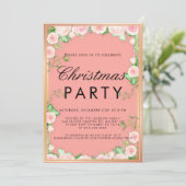 ポインセチアフローラ金ゴールドグリッターピンククリスマス 招待状 (スタンド正面)