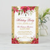 ポインセチアフローラ金ゴールドグリッターレッドホリデーパーティー 招待状 (スタンド正面)