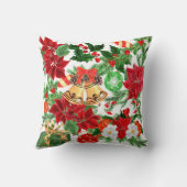 ポインセチアフローラ金ゴールドベルクリスマスパターン クッション (裏面)