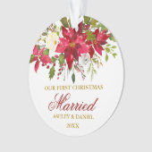 ポインセチアフローラ金ゴールド初めてのクリスマス|写真 オーナメント (正面)