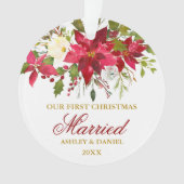 ポインセチアフローラ金ゴールド初めてのクリスマス|写真 オーナメント (正面)