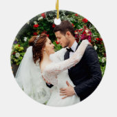 ポインセチアフローラ金ゴールド初めてのクリスマス |写真 セラミックオーナメント (裏面)