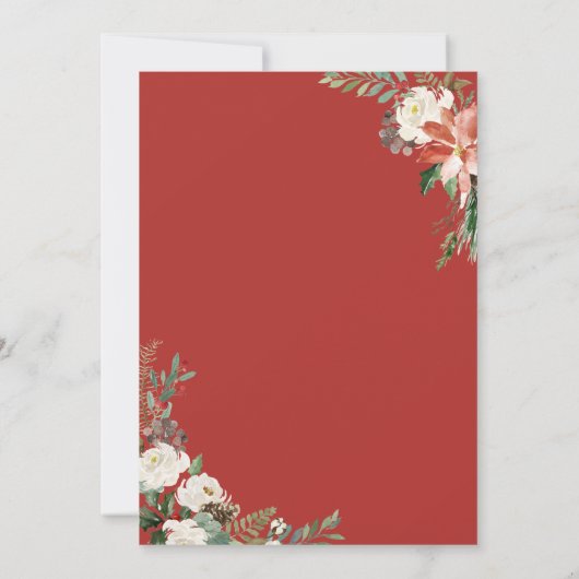 ポインセチアフローラ金ゴールド幾何学的結婚クリスマス 招待状 (裏面)