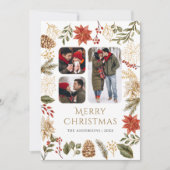 ポインセチアフローラ3フォトコラージクリスマス シーズンカード (正面)