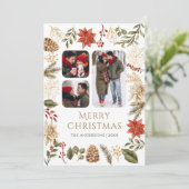 ポインセチアフローラ3フォトコラージクリスマス シーズンカード (スタンド正面)