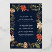 ポインセチアフローラ3 Photo Navy Blueクリスマス金ゴールド 箔シーズンカード (裏面)