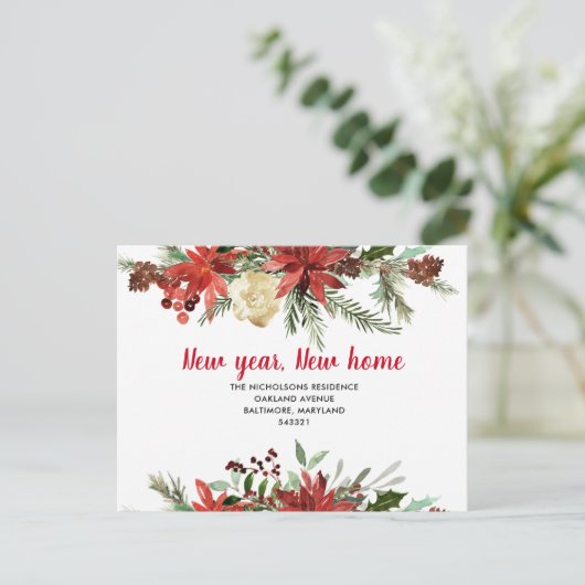 ポインセチアフローラ|新しいホーム|移動しました 案内ポストカード (スタンド正面)