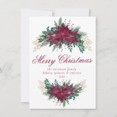 ポインセチアブルゴーニュとティール(緑がかった色)ウィンターフローラガーランド シーズンカード (正面)