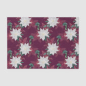 ポインセチアブルゴーニュとティール（緑がかった色）ウィンターホリデーフローラ 薄葉紙 (正面)