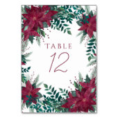 ポインセチアブルゴーニュとティール(緑がかった色)冬フローラフレーム テーブルナンバー (裏面)