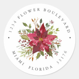ポインセチアブーケボタニカル差出人住所 ラウンドシール