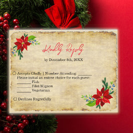 ポインセチアブーケ、ヴィンテージRSV インビテーションポストカード