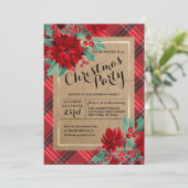 ポインセチアプレイドタータンチェッククラフトクリ素朴スマス 招待状 (スタンド正面)