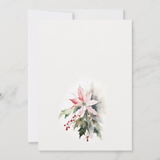 ポインセチアベリーの葉の水の色ベビーシャワー 招待状 (裏面)