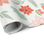 ポインセチアベリークリームホワイトクリスマス ラッピングペーパー (ロールコーナー)