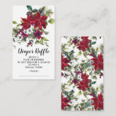 ポインセチアホリーベビーシャワーおむつラッフルチケット エンクロージャーカード (正面/裏面)
