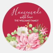 ポインセチアホームメイドウィズラブクリスマスベーキング ラウンドシール (正面)