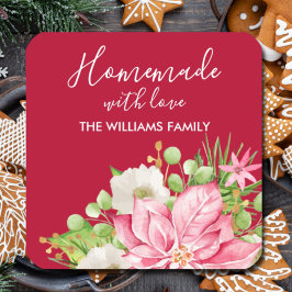 ポインセチアホームメイドフードトリートクリスマスベーキング スクエアシール