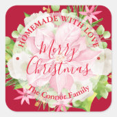 ポインセチアホームメイドフードトリートクリスマスベーキング スクエアシール (正面)