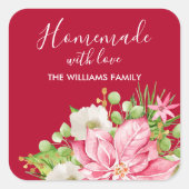 ポインセチアホームメイドフードトリートクリスマスベーキング スクエアシール (正面)