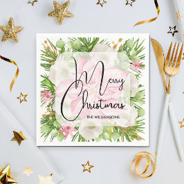 ポインセチアメリークリスマスパーティー スタンダードカクテルナプキン