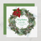 ポインセチアメリークリスマスリースカード シーズンカード (正面/裏面)