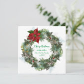 ポインセチアメリークリスマスリースカード シーズンカード (スタンド正面)
