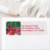 ポインセチアメリークリスマス差出人住所ラベル ラベル (インサイチュ)