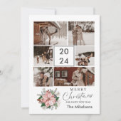 ポインセチアモダントレンディークリスマスカップルの写真 シーズンカード (正面)