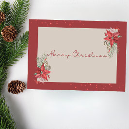 ポインセチアモダンメリークリスマスカード シーズンカード