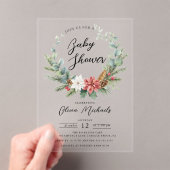 ポインセチアリースアクリルベビーシャワー招待状 アクリル招待状 (インサイチュ (ポータブル))