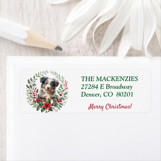 ポインセチアリースオージーパピー差出人住所 ラベル (インサイチュ)