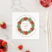 ポインセチアリースサンキュー結婚クリスマス スタンダードカクテルナプキン (インサイチュ)
