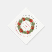 ポインセチアリースサンキュー結婚クリスマス スタンダードカクテルナプキン (角)