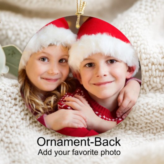 ポインセチアリースフォトモノグラム年 セラミックオーナメント