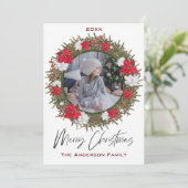 ポインセチアリースフローラ写真メリークリスマス シーズンカード (スタンド正面)