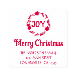 ポインセチアリースメリークリスマス差出人住所 セルフインキングスタンプ