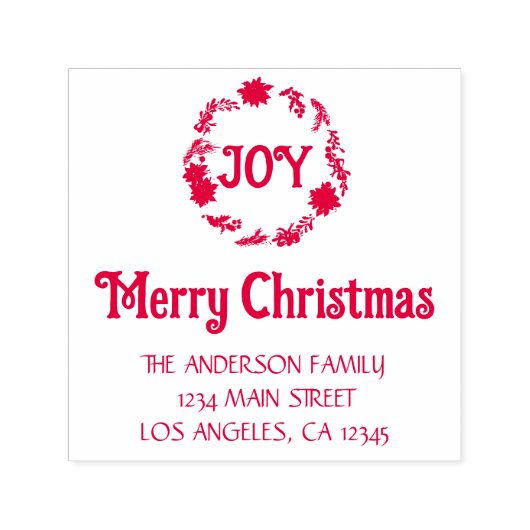 ポインセチアリースメリークリスマス差出人住所 セルフインキングスタンプ (デザイン)