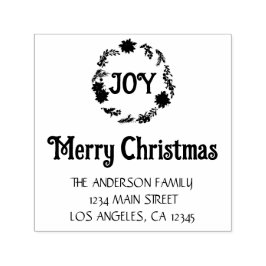 ポインセチアリースメリークリスマス差出人住所 セルフインキングスタンプ