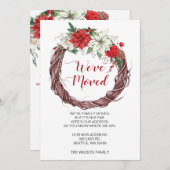 ポインセチアリース引っ越しましたホリデーアナウンス (正面/裏面)