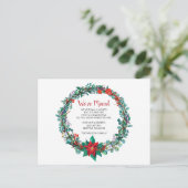 ポインセチアリース引っ越しましたホリデーアナウンス ポストカード (スタンド正面)