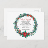 ポインセチアリース引っ越しましたホリデーアナウンス ポストカード (正面/裏面)