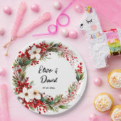 ポインセチアリース結婚クリスマス ペーパープレート (パーティー)