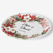 ポインセチアリース結婚クリスマス ペーパープレート (アングル)
