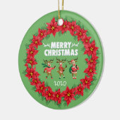 ポインセチアリース踊りトナディアメリークリスマス セラミックオーナメント (左)