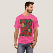 ポインセチアレトロスタイル抽象芸術アート相補型 Tシャツ (正面フル)