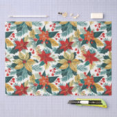 ポインセチアレトロフェスティバルクリスマスティッシュペーパー 薄葉紙 (クラフト)