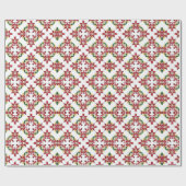 ポインセチア万華鏡のように千変万化するパターンパターンレッドグリーンホワイト ラッピングペーパー (フラット)